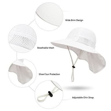 Baby Sun Protection Hat for Infant Toddlers Boys Girls UPF 50+ Sunhat for Outdoor Beach Swim (US, Age, 3 Months, 24 Months, White) - Image 5