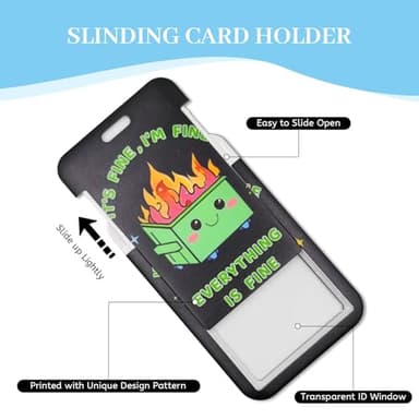 Hancynir Lanyards for Id Badges, Dumpster on Fire Badge Holder with Retractable Reel Clip, Funny Work Name Tags Keychain Lanyard ID Card Protector Cover Case for Women Teacher Nurse Doctor Office - Image 6