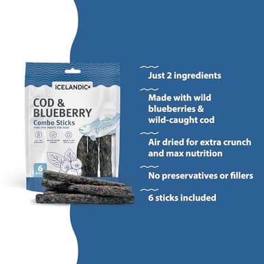 Icelandic+ Combo Sticks: Cod & Blueberry - 2oz - Dog Treats, Crunchy 2 Ingredient Pet Snacks, Preservative Free, Wild Caught Fish, Slow Baked, Natural - Image 5