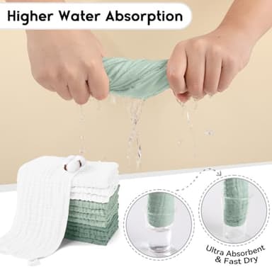 Unnivoll Muslin Burp Cloths for Baby 100% Cotton Burping Cloths for Boys Girls Large 20''X10'' Extra Soft and Absorbent 12 Pack - White and Green - Image 6