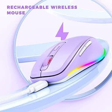 Wireless Mouse Jiggler - LED Wireless Mice with Build-in Mouse Mover, Rechargeable Moving Mouse for Laptop with Undetectable Random Movement Keeps Computers Awake - Purple - Image 5