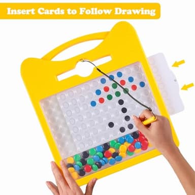 Magnetic Drawing Board for Kids, Toddler Magnet Doodle Board with 2 Pens, Magnetic Dot Art, Fine Motor Skills Toys, Airplane Travel Essentials Toys for Boys Girls (Yellow Cat) - Image 2