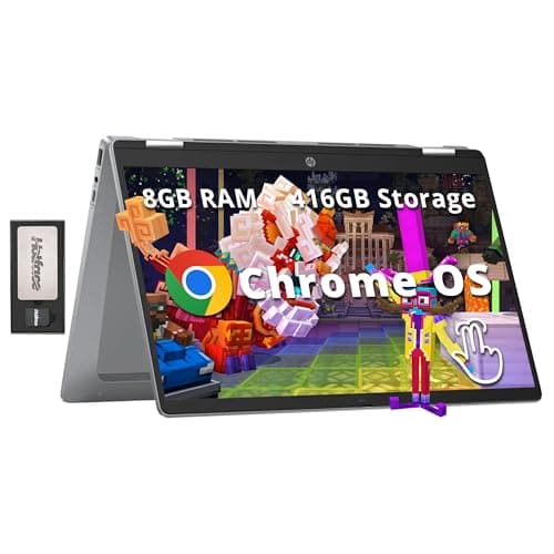HP 14" 2-in-1 FHD Touchscreen Chromebook Plus Laptop, Intel i3-N305, 8GB LPDDR5, 416GB Storage(256GB SSD+160GB Docking Station), UHD Graphics, FHD Camera, Fast Charge, Wi-Fi 6E, Chrome OS, Silver - Image 1