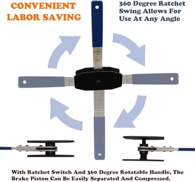 Brake Tools, Brake Caliper Tool, 4 in 1 Universal Disc Brake Caliper Compression Tool, Caliper Piston Compressor Tool with 2 Brake Caliper Hooks, Brake Caliper Press for Car Brake Repair Installation - Image 3