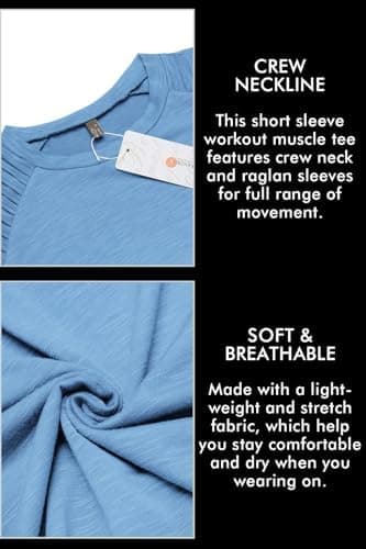 COOFANDY Men's Muscle T-Shirt Pleated Raglan Sleeve Bodybuilding Gym Tee Short Sleeve Fashion Workout Shirts Hipster Shirt - Image 5