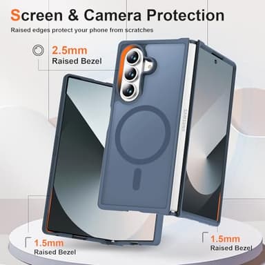 ORETECH Magnetic for Samsung Galaxy Z Fold 7 Case, Translucent Back Non-Slip Hard PC Shockproof Bumper Protective Phone Case Cover for Samsung Z Fold 7 - Navy Blue - Image 3