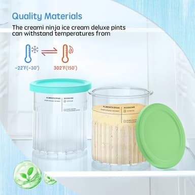 4 Pack Creami Deluxe Pints & Lids for Ninja, 24 Oz Compatible with NC500 NC501 Series Ice Cream Makers, with 5 Spoons & 64 Writable Labels, BPA-Free & Dishwasher Safe, 4 Color Lids - Image 6