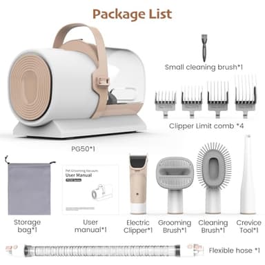 Dog Grooming Vacuum, Pet Grooming Kit with Dog Clippers, 2.5L Dust Cup 11000Pa Dogs Vacuum for Shedding Grooming, 5 Grooming Tools Home Cleaning in 1, Low Noise Pet Grooming Vacuum for Dogs, PG50 - Image 8