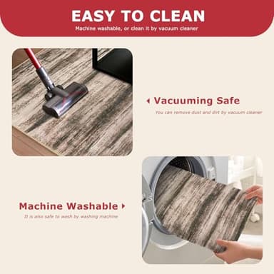 KOZYFLY Washable Rugs 8x10 Area Rug Modern Ombre Thin Rugs for Living Room, Washable Large Non-Slip Soft Striped Rug for Bedroom, Print Blush Brown Abstract Carpet for Laundry/Kid Room - Image 5