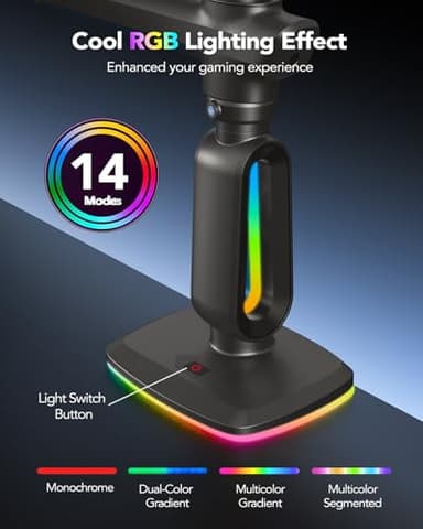 HUANUO RGB Heavy Duty Monitor Arm for Ultrawide Screens up to 57", Holds 44 lbs, Tall Ultrawide Monitor Stand with 29.1" Max Height, Fully Adjustable Single Computer Desk Mount, Max VESA 100x100mm - Image 3