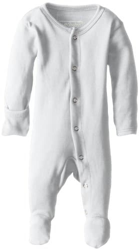 L'ovedbaby Unisex Baby Organic Snap Footie (White, Preemie-NB) - Image 1