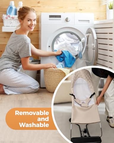 Bouncer Seat for Babies 0-12 Months, Baby Bouncer forBreathable and Comfortable Cushion, Three HeightAdjustments, Baby Rocker Portable Folding andDetachable, Ergonomic Baby Seat - Image 5