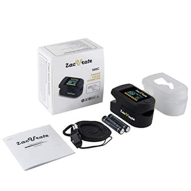 Zacurate 500C Elite Fingertip Pulse Oximeter Blood Oxygen Saturation Monitor with Silicon Cover, Batteries and Lanyard (Mystic Black) - Image 6