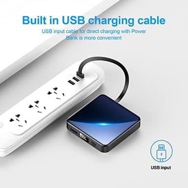 ummz Portable Charger 12000mAh with Built-in Cables,22.5W Fast Charging Power Bank,USB C Input/Output,Smart LED Display,Compact External Battery for iPhone 15,Samsung Galaxy,iPad,Tablets - Image 5