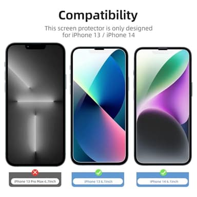 NEW'C 3 Pack Designed for iPhone 14, iPhone 13, iPhone 13 Pro Screen Protector (6.1 inches), Enhanced Tempered Glass Protection,Case Friendly, Ultra Resistant - Image 3