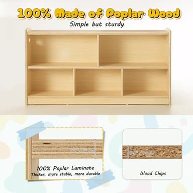 ONBRILL 2-Tier Wood Montessori Cabinet for Kids, Toddler Room Book Shelves Toy Organizers and Storage, Small Book Shelf Storage for Baby Children, Furniture of Classroom, Nursery, Playroom - Image 7