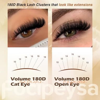 Eyelash Extension Kit Thick Lash Clusters Kit 10-18mm Volume Clusters Lashes 180D Individual Eyelashes Kit with Lash Bond, Lash Remover, Lash Applicator DIY Lash Extension by Focipeysa - Image 5