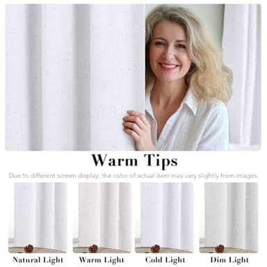 H.VERSAILTEX Linen Blackout Curtains 72 Inches Long 100% Blackout Thermal Insulated Textured Linen Look Curtain Draperies Anti-Rust Grommet, Energy Saving with White Liner, 2 Panels, Bright White - Image 3