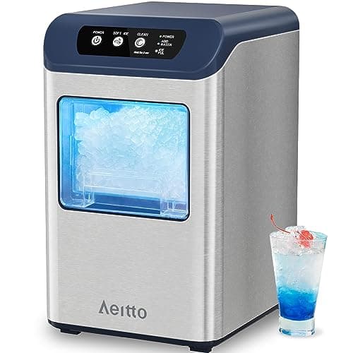 Aeitto Nugget Ice Maker Countertop, 55 lbs/Day, Chewable Ice Maker, Rapid Ice Release in 5 Mins, Auto Water Refill, Self-Cleaning, Stainless Steel Housing Ice Machine, Blue - Image 1