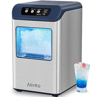 Aeitto Nugget Ice Maker Countertop, 55 lbs/Day, Chewable Ice Maker, Rapid Ice Release in 5 Mins, Auto Water Refill, Self-Cleaning, Stainless Steel Housing Ice Machine, Blue - Image 1