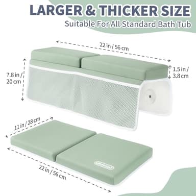 URMYWO Bath Kneeler and Elbow Rest Pad Set - 1.5" Thick Baby Bath Kneeler Pads with Toys Organizer, Anti-Slip Cozy Knee & Arm Support Bathtub Mat, Quick Dry Kneeling Pad for Baby Bath Time - Image 7