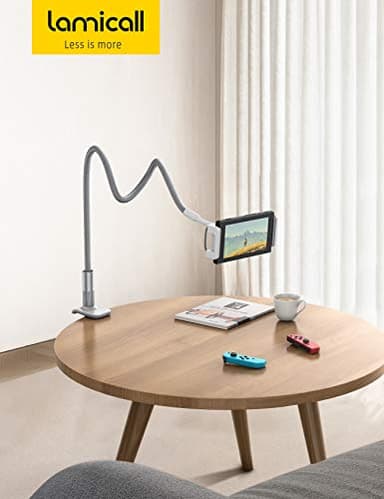 Lamicall Gooseneck Tablet Holder, Tablet Stand : Flexible Arm Clip Tablet Mount Compatible with iPad mini Pro Air, Kindle, Switch, Galaxy Tabs, More 4.7-10.5" Devices - Gray - Image 7