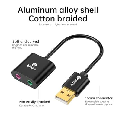 USB to 3.5mm Jack Audio Adapter External Sound Card with 3.5mm Headphone and Microphone TRS Jack to USB Compatible with Windows, Laptops, Desktops Windows, MAC, Linux, PC, PS5, PS4 - Image 7