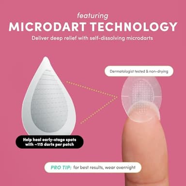 Dots for Spots Pimple Patches with Microdarts - Includes Active Ingredients Niacinamide, Hyaluronic Acid & Salicylic Acid for Maximum Effectiveness - Reduces Redness and Dark Spots (9 count) - Image 2