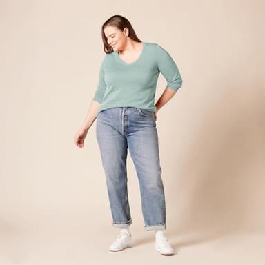 Amazon Essentials Women's Regular-Fit Lightweight Long-Sleeve V-Neck Sweater (Available in Plus Size), Sage Green Heather, XX-Large - Image 8