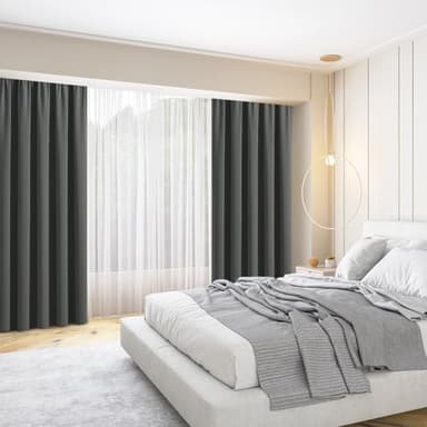 CUCRAF Blackout Curtains 84 inches Long for Living Room, Dark Grey Room Darkening Window Curtain Panels, Rod Pocket Thermal Insulated Solid Drapes for Bedroom, 52x84 inch, Set of 2 Panels - Image 6