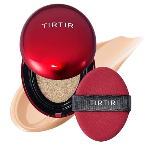 TIRTIR Mask Fit Red Cushion Foundation | Full coverage, Weightless, Skin fit, Satin Glow Finish, Korean Makeup BB Foundation, beauty, Tattoo cover up, Buildable (#23N Sand, 0.63 Fl Oz) - Image 1