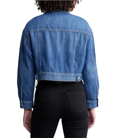 Buffalo David Bitton Women's Teagan Boxy Cropped Denim Jacket, Authentic Worn - Image 3