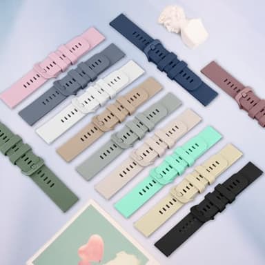 Amzpas Quick Release Watch Band 18mm 20mm 22mm Watch Straps,3 Pack Soft Silicone Replacement Sport Watch Wristbands for Women Men (Smoke Violet/Milk Tea/Starlight, 20mm) - Image 2