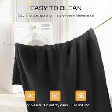 Waterproof Pet Blanket, Liquid Pee Proof Dog Blanket for Sofa Bed Couch, Reversible Sherpa Fleece Furniture Protector Cover for Small Medium Large Dogs Cats, Black Small（40" x 28"） - Image 8