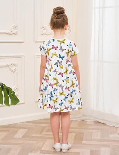 Baby Toddler Girls' Dresses Spring Easter Cotton Swing Tiered Casual Twirly Playwear Sundress Clothes Clothing Outfits with Pockets Butterfly 2t - Image 5