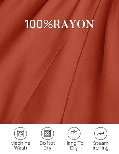 ZESICA Women's 2024 Boho Sexy Off Shoulder Long Sleeve Smocked High Waist Side Split Flowy A Line Tiered Long Maxi Dress,Rust,X-Large - Image 8