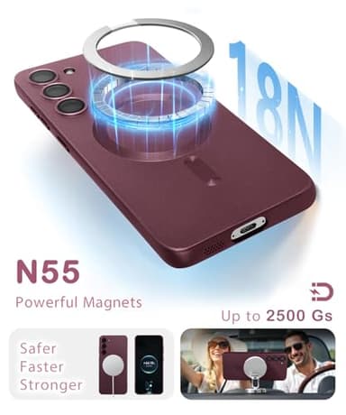 Amzfield Magnetic for Samsung Galaxy S23 Plus Case for Women Men Girls [Compatible with MagSafe] [Camera Lens Protector] Matte Cute Slim Soft Silicone Bumper Shockproof Metallic Phone Case, Burgundy - Image 3