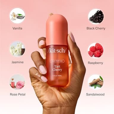 Kitsch Hair Perfume for Women - Tart Cherry | Clean, Deodorizing & Patented Odor-Eliminating Technology Hair Spray & Body Mist - Freshen Hair, Body & Pillows - Fruity Gourmand Scent & Vanilla - 50mL - Image 5