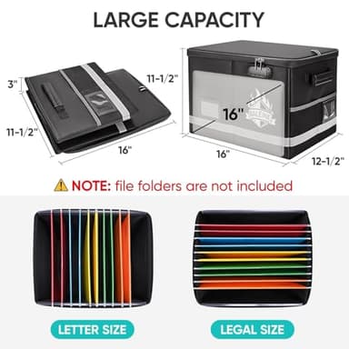 BALEINE Fireproof Document Box with Lock, Portable Fireproof Document Bag Waterproof Fire Proof File Boxes for Documents, File Organizer Box for Important Paperwork (Silver, 16''x12.5''11.5'') - Image 4