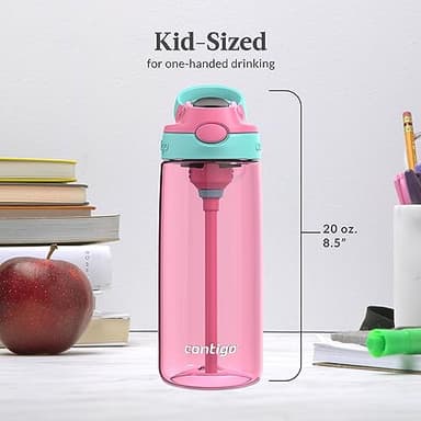 Contigo Aubrey Kids Water Bottle, 2-Pack, 20oz, Azalea/Jade & Blue Raspberry.Azalea, Spill-Proof Lid, Dishwasher Safe, BPA Free - Image 8