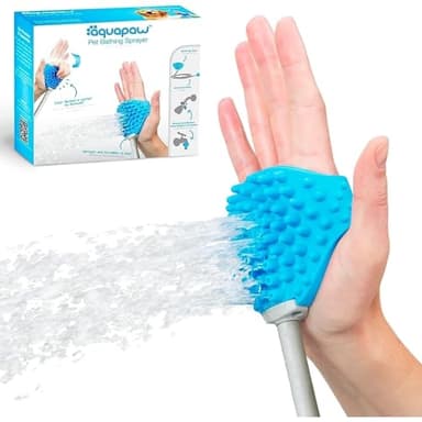 Aquapaw Dog Bath Brush & Sprayer - Original, Blue - Wearable Scrubber & Shampoo Brush for Pet Bath & Grooming - Compatible with Indoor Shower Hose & Garden Hose, Adapters Included - Image 9