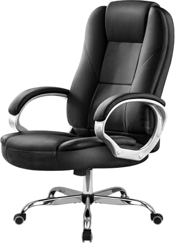 NEO CHAIR Office Desk Ergonomic Gaming Chair High Back Adjustable Computer Chair with Wheels and Lumbar Support Comfy Leather Executive Swivel (Jet Black) - Image 1