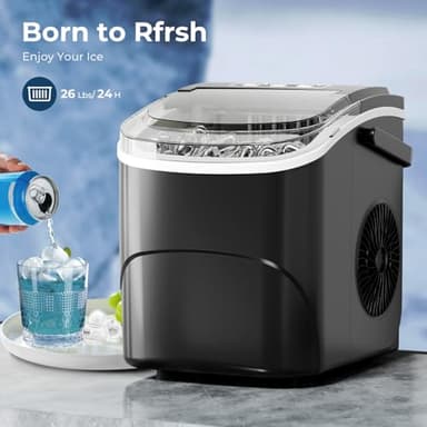 Antarctic Star Countertop Ice Maker,26Lbs/24H,9 Cubes in 6 Mins,Portable Ice Machine with Ice Scoop and Basket,2 Sizes of Bullet Ice Cube for Home Kitchen Office Bar Party. - Image 2