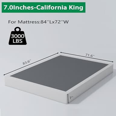 ALDRICH 7 Inch California King Box Spring Bed Base, 3000 lbs Heavy Duty Metal Frame Mattress Foundation with Cover, Easy Assembly - Image 2