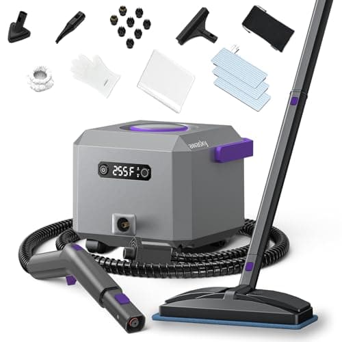 awasky Steam Cleaner: Fast 50-Sec Heat-Up-21-Piece Kit-Refill Anytime-No Cooling-Detachable Hose Multipurpose Steamer Mop for Home Use Car Upholstery Bed Tile Grout Floor Bathroom Cleaning Grey - Image 1