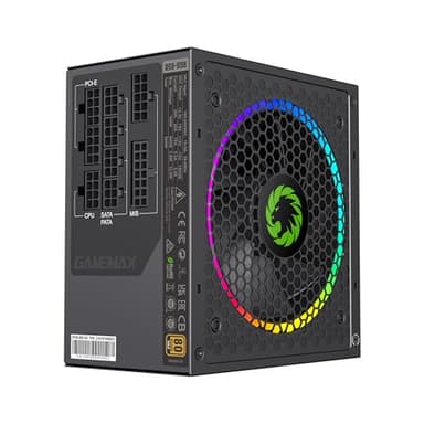 GAMEMAX 850W 80 Plus Gold Power Supply, ATX 3.0 & PCIE 5.0 Ready, 100% Japanese Capacitors, Fully Modular, ARGB SYNC, RGB-850 SE - Image 3