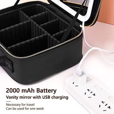 Travel Makeup Bag with LED Lighted Make up Case with Mirror 3 Color Setting Cosmetic Makeup Box Organizer Vanity Case for Women Beauty Tools Accessories Case Rechargeable - Image 5