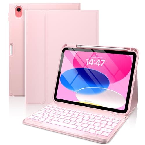 typecase Folio iPad 11th/10th Gen Keyboard Case (11" A16 2025 & 10.9" 2022) – Magnetic Wireless Detachable Keyboard, 7-Color Backlight, Thin & Light, Pencil Holder – Light Pink - Image 1