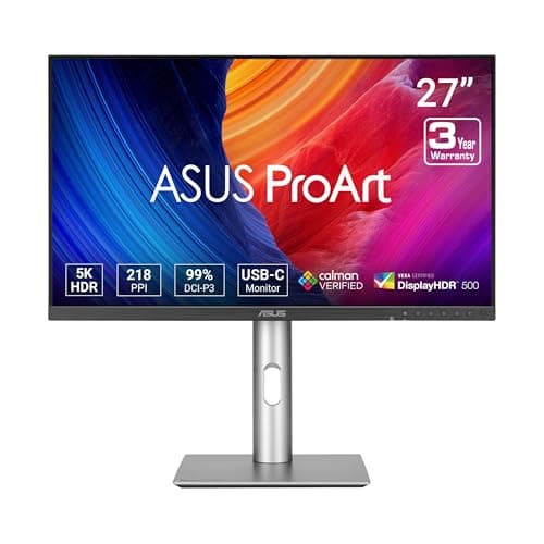 ASUS ProArt Display 27” 5K HDR Professional Monitor (PA27JCV) - 5K (5120 x 2880), IPS, 99% DCI-P3, 100% sRGB, ΔE < 2, USB-C PD 96W, Calman Verified, Color Accurate, Auto KVM, LuxPixel, 3 yr Warranty - Image 1