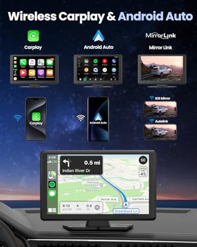 VyKure Portable Carplay Screen for Car 5K Dash Cam, 9" Wireless CarPlay & Android Auto Car Audio Receivers with 1080p Backup Camera, Bluetooth/GPS Navigation/Voice Control/Mirror Link (Black) - Image 3